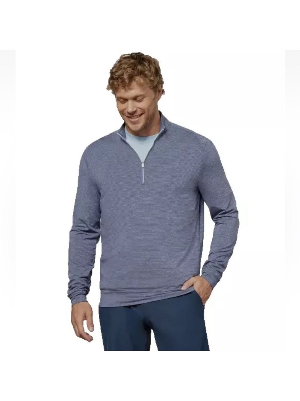 Johnnie-O Vaughn Striped PREP-Formance 1/4 Zip Pullover Mens S in Twilight Blue